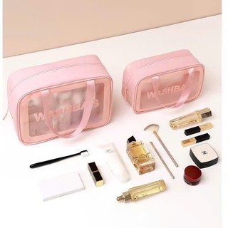 [ WashBag ] Bộ 3 túi trong suốt đựng mỹ phẩm, đồ trang điểm du lịch, chống thấm nước hiệu quả - WashBag