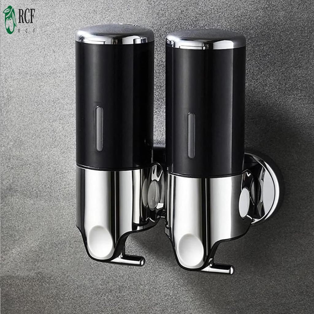 No-Drill 2 Buồng Xà Phòng Treo Tường Phòng Tắm Nước Rửa Tay Cho Gel Chất Lỏng Nước Rửa Tay