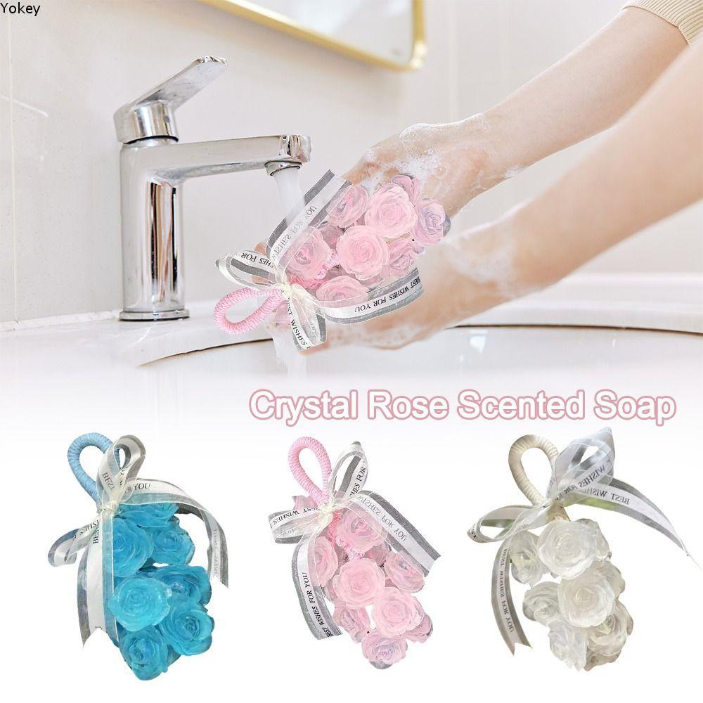 Xà phòng lạnh hoa hồng YOKEY, Xà phòng thơm hoa hồng pha lê trong suốt tạo bọt, Treo sáng tạo nhẹ nhàng có thể cắt xà phòng thủ công để tắm