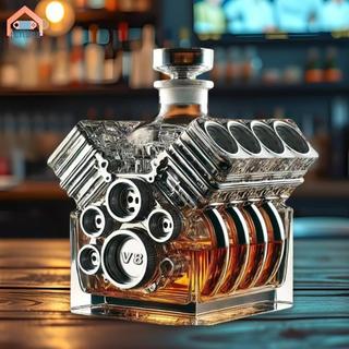 Xe V8 Hình Động Cơ Whisky Chai Rượu Bình Đựng Đồ Ăn Độc Đáo Nhà Hàng Trong Suốt Bình Cho Rượu Bourbon Brandy