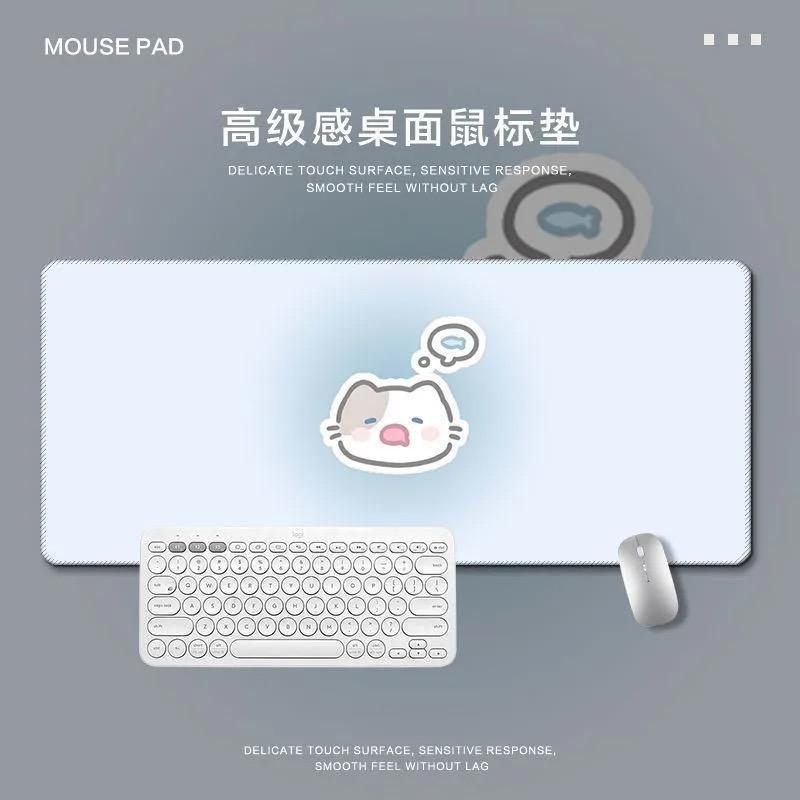 Thảm trải bàn chơi game Gradient dễ thương - Tấm lót chuột lớn chân dung mèo tối giản, dày 3mm & chống trượt