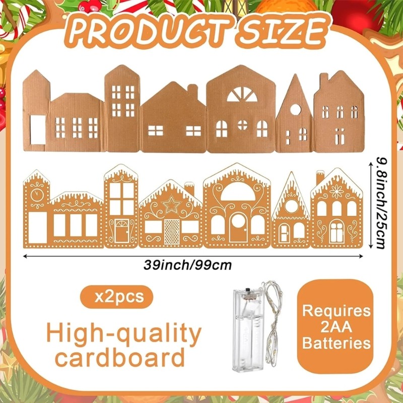 JoJo Handbuilt Nhà bánh Giáng sinh lớn Bìa cứng Trang phục bìa cứng Trang trí làng cho bữa tiệc Giáng sinh