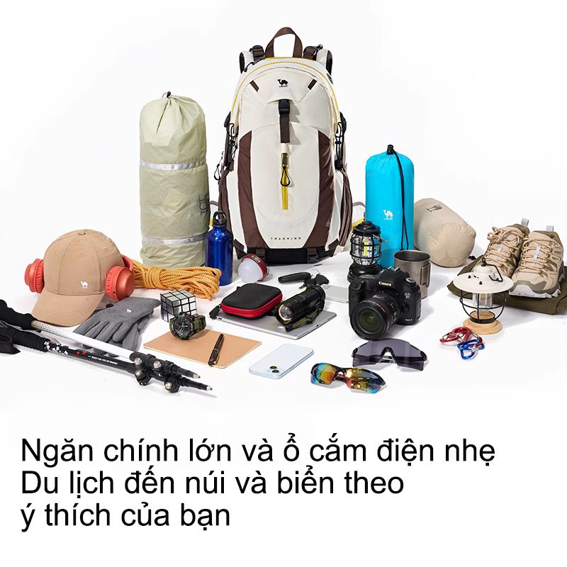 Túi leo núi chống nước chuyên nghiệp ngoài trời CAMEL CROWN 2025, Ba lô du lịch chống mài mòn