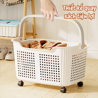 Giỏ Đựng Quần Áo Có Bánh Xe MAISON, Giỏ Nhựa Đa Năng Cho Phòng Tắm, Phòng Giặt, Nhà Ở Tiện Lợi