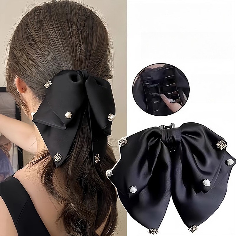 Kẹp nơ đen nữ thiết kế cá tính style Hàn Quốc
