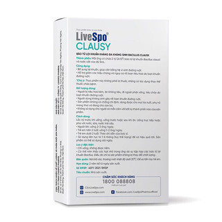 Men vi sinh LiveSpo Clausy , giảm rối loạn tiêu hóa cho người uống kháng sinh hộp 20 ống x 5ml