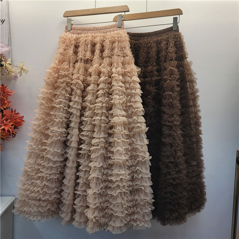 Cao Cấp Nhiều Lớp Bánh Váy Pettiskirt Phong Cách Công Chúa, Dài Nửa Chiều Dài