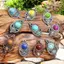 PNPIA- Dân Tộc Vintage Bohemian Đá Thiết Lập Trang Sức Quyến Rũ Không Gây Dị Ứng Nữ Bông Tai Nelaces Cho Phụ Kiện Du Lịch