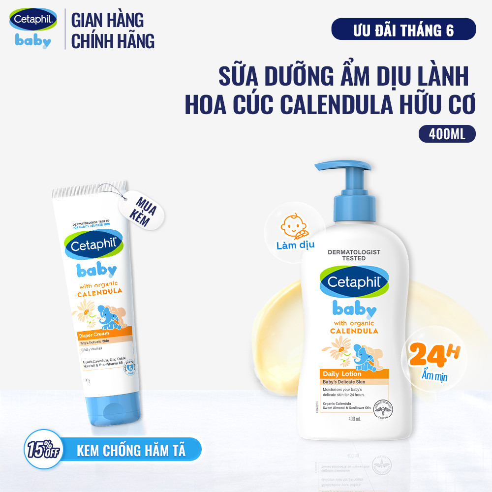 [HANNAH x CETAPHIL] Sữa dưỡng ẩm dịu lành cho bé CETAPHIL BABY LOTION WITH ORGANIC CALENDULA 400ML