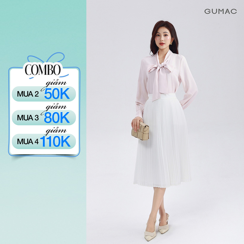 Chân Váy Nữ GUMAC Form A Dập Ly Chất Liệu Chiffon Thoáng Mát Cao Cấp LVF0821