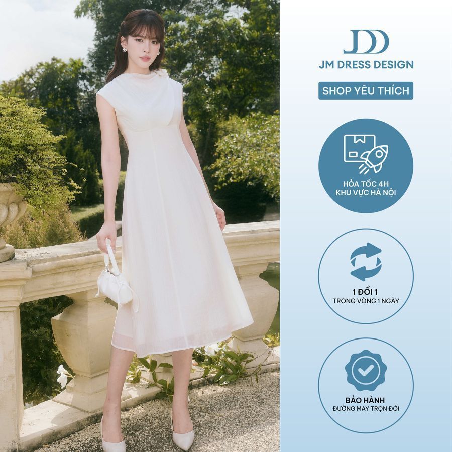 Đầm Xuân Hè Vắt Tà Cổ Tùng Đổ Dáng A 1S02.2601. Đầm Nữ Tính Thanh Lịch Đi Tiệc Dạo Phố Phong Cách Tiểu Thư Sang Trọng JM