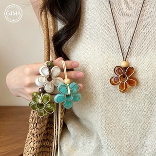 Vòng cổ mặt dây chuyền hoa màu Dopamine phụ kiện thiết kế thích hợp cho nữ