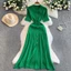 Ánh Sáng Sang Trọng Người Nổi Tiếng Thời Trang Khóa Kim Loại POLO Cổ Đầm Nữ Mùa Đông Cao Cấp Thanh Lịch Drap Rỗng Đan Váy Dài