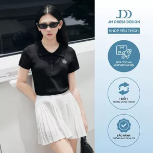 Áo Cổ Polo Cộc Tay 2T45.2606, Áo Polo Len Dệt Kim Cổ Bẻ Dáng Ôm Nhẹ, Thiết Kế Logo Thêu Basic Phong Cách Trẻ Trung By JM