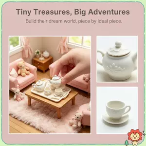 Bộ đồ ăn gia đình Mini Bộ đồ ăn An toàn viền mịn cho trẻ mới biết đi Giả vờ chơi Đạo cụ trang trí tiệc trà