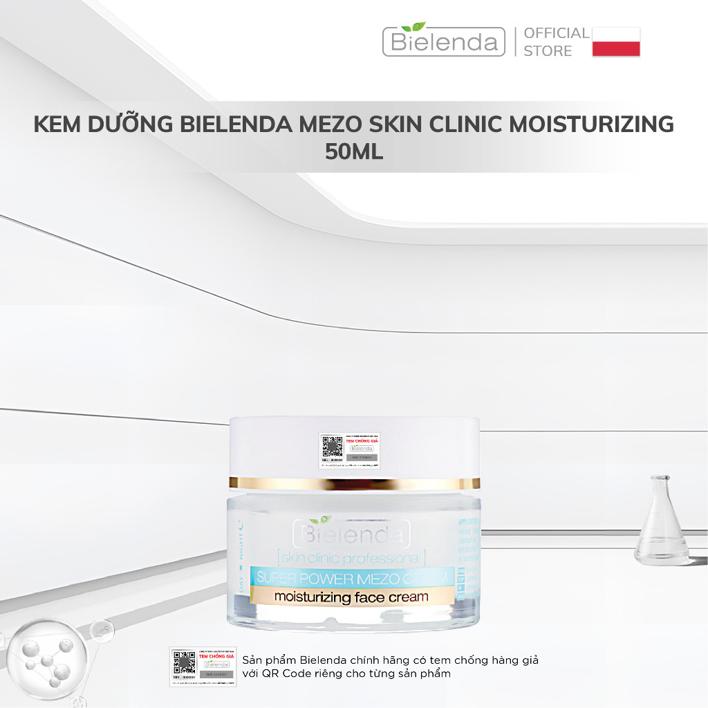 Kem dưỡng Bielenda Mezo Skin Clinic Moisturizing dưỡng ẩm, phục hồi da 50ml