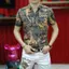 2026 Mới Baroque retro In Hình Nam Mùa Hè Tay Ngắn Thời Trang zip-up Áo Sơ Mi polo