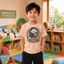 Áo thun bé trai basic học sinh tiểu học thấm hút mồ hôi hình tai nghe柔软透气