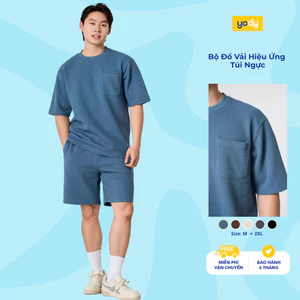 Bộ đồ nam YODY set áo quần vải waffle, phom relax thoải mái, có túi ngực MCST25S003