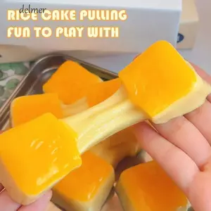 Đồ chơi ép bánh gạo DELMER, Đồ chơi bóp bánh gạo vàng thư giãn giác quan, Bóng thông hơi co giãn 9cm Đồ chơi bóp phục hồi chậm cho