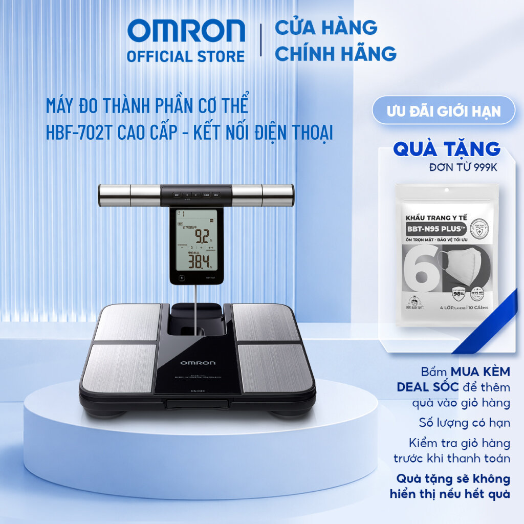 Cân Đo Thành Phần Cơ Thể OMRON HBF-702T Cao cấp - Kết Nối Điện Thoại-Thương Hiệu Nhật Bản