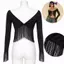 CQCJ Áo Crop top nữ, Áo thun nữ cổ chữ V, Slim Fit Tua Rua Viền viền không đều Trang phục dự tiệc
