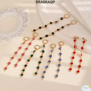 Bông tai thả BRBRAA, Bông tai kim cương giả dây chuyền bằng đồng phong cách sang trọng nhẹ nhàng, Đá pha lê pha lê đầy màu sắc đa năng Thiết kế phóng đại Bông tai treo Trang sức tiệc