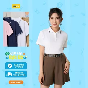 Áo polo cặp đôi nam nữ YODY s.cafe phối cổ trẻ trung năng động WCPO25A074 + MCPO25A135