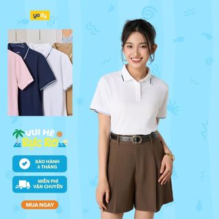 Áo polo cặp đôi nam nữ YODY s.cafe phối cổ trẻ trung năng động WCPO25A074 + MCPO25A135