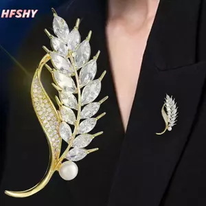 HFSHY Thời Trang Pha Lê Lúa Mì Ngọc Trai Thổ Cẩm Pin Cho Nữ Quần Áo Áo Áo Trang Sức Dự Tiệc Phụ Kiện Quà Tặng VN
