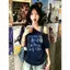 Mùa hè Dopamine sang trọng Navy Blue Ribbon Slanted Vai ngắn tay sáng Niche Cao cấp Slim-fit Slimer Look Hẹn hò