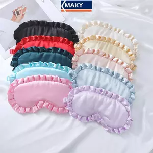 MAKY Silk Ruffle Sleep Eye Mask Bảo Vệ Mắt Du Lịch Mềm Mại Che Mắt Nhiều Màu Miếng Dán Mắt Cho Người Phụ Nữ VN