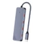 Exhila USB A và C Host Hub USB 3 2 10Gbps Bộ chia dữ liệu 4 chiều Vỏ kim loại màu xám và cáp vải cho khu vực bàn làm việc văn phòng