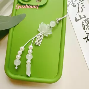 Móc khóa mặt dây chuyền hoa sen Chuỗi điện thoại Hạt trang trí phong cách Trung Quốc Phụ kiện quà tặng Túi dây chuyền máy ảnh Mặt dây chuyền