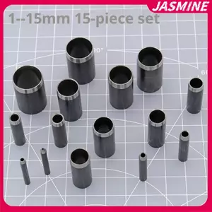 JASMINE 15 Kích Cỡ Lỗ Tròn Punch (1-15mm), Bộ Dụng Cụ Cắt Lỗ Rỗng Có Hộp Bảo Quản, Đục Lỗ Da, Máy Cắt Chết Thủ Công Da JASMINE