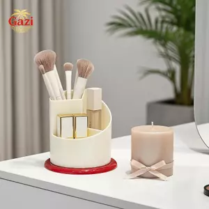 Hộp đựng đồ trang điểm xoay 360 độ trong suốt 3 ngăn Hộp đựng mỹ phẩm Acrylic cho mặt bàn trang điểm phòng tắm [VN]