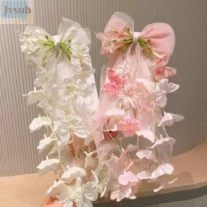 Kẹp Nơ Tóc JVSUB, Dây Giả Nơ Mềm Kẹp Tóc, Tua Rua Hoa Dễ Thương Ruy Băng Sheer Phong Cách Thanh Lịch Ruy Băng Kẹp Tóc Quà Tặng