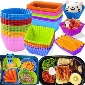 Ziyulinyuk 3 Chiếc Bento Chia Cốc Dễ Dàng Làm Sạch Khuôn Bánh Có Thể Tái Sử Dụng Khuôn Tráng Miệng Sushi Phụ Kiện Bảo Quản Riêng Biệt Thực Phẩm Hộp Cơm Trưa Lót VN