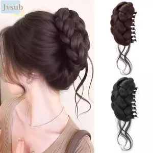 JVSUB Tóc Bun Móng Vuốt Kẹp, Tổng Hợp Lông Tơ Bun Đầu Tóc Giả, Bện Tóc Nâu Tự Nhiên Đen Tóc Giả Kẹp Tóc Phụ Kiện Tóc
