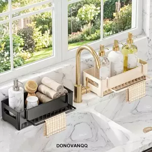 DONOVANQQ Giá thoát nước, Giá đỡ bọt biển Giá đựng bồn rửa có thể tháo rời, Khăn lau bát đĩa Khay lưu trữ Khay đựng bồn rửa nhà bếp đa chức năng Mặt bàn