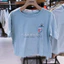 Áo thun ngắn tay Cotton cao cấp 100% phong cách Hàn Quốc dáng rộng Pa đơn giản -- Áo thun cổ tròn in họa tiết động vật cá heo Ta Áo kiểu thoải mái
