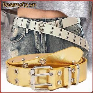 Thắt lưng Roomyco da punk rock với khóa chốt đôi, phù hợp phong cách hip hop