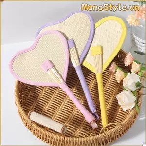 Quạt cầm tay dệt MONOSTYLE, Di động với quạt Raffia thủ công viền đầy màu sắc, Quạt làm mát nhẹ tự nhiên mùa hè