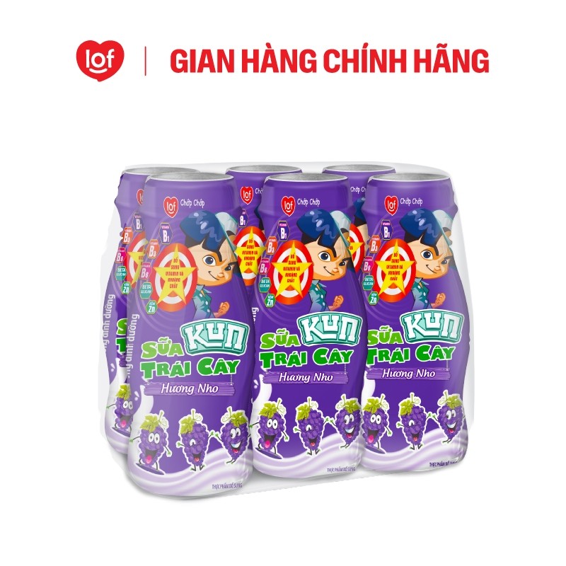 Sữa trái cây KUN vị nho thùng 48 chai x 85ml