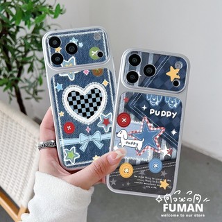 Ốp Điện Thoại Quần Jean Trái Tim Dễ Thương Cho Samsung Galaxy S26 S25 Edge S24 S23 S22 S21 S20 FE Lite Plus Note 20 Ultra 5G 4G Ngôi Sao Sang Trọng Da PU Puppy Vỏ Mềm