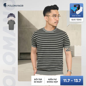 Áo thun nam cổ tròn cao cấp HORIZ, BST FALL WINTER, vải dệt kim, sang trọng POLOMANOR