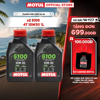 Combo 2 Dầu nhớt xe máy Motul 5100 4T 10W30 1L