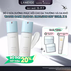 Bộ Sữa Dưỡng Ẩm Cho Da Thường Da Khô Laneige Water Bank Blue HA Emulsion 120ml x 2