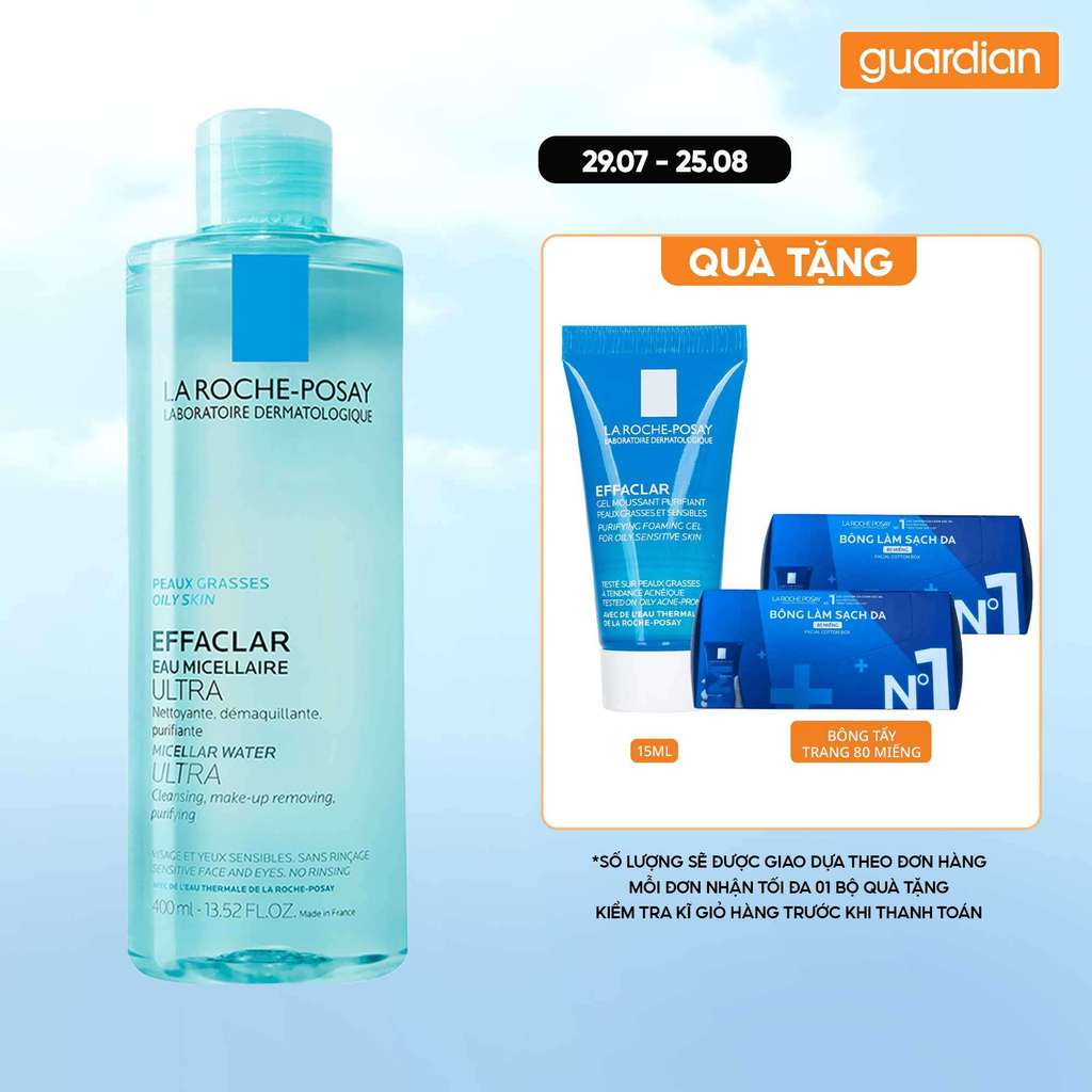 Nước Tẩy Trang Sạch Sâu, Kiểm Soát Nhờn Cho Da Dầu La Roche-Posay Effaclar Micellar Water Ultra Oily Skin 400ml