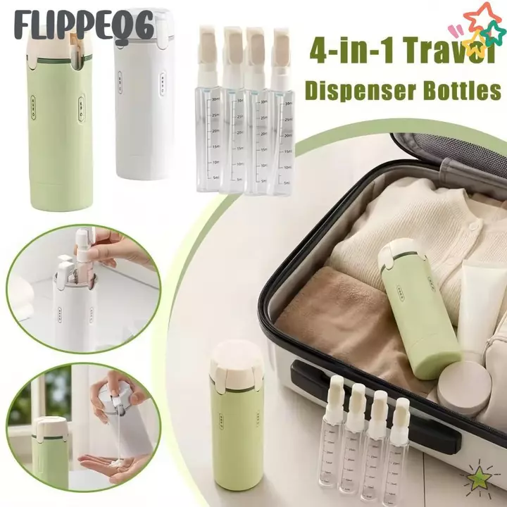 Chai đựng đồ vệ sinh du lịch FLIPPEQ6, có nhãn dán quy mô & nhãn dán BPA Free 4 trong 1 Chai đựng du lịch, Chai bơm có thể bơm lại chống rò rỉ di động Vòi hoa sen & Du lịch